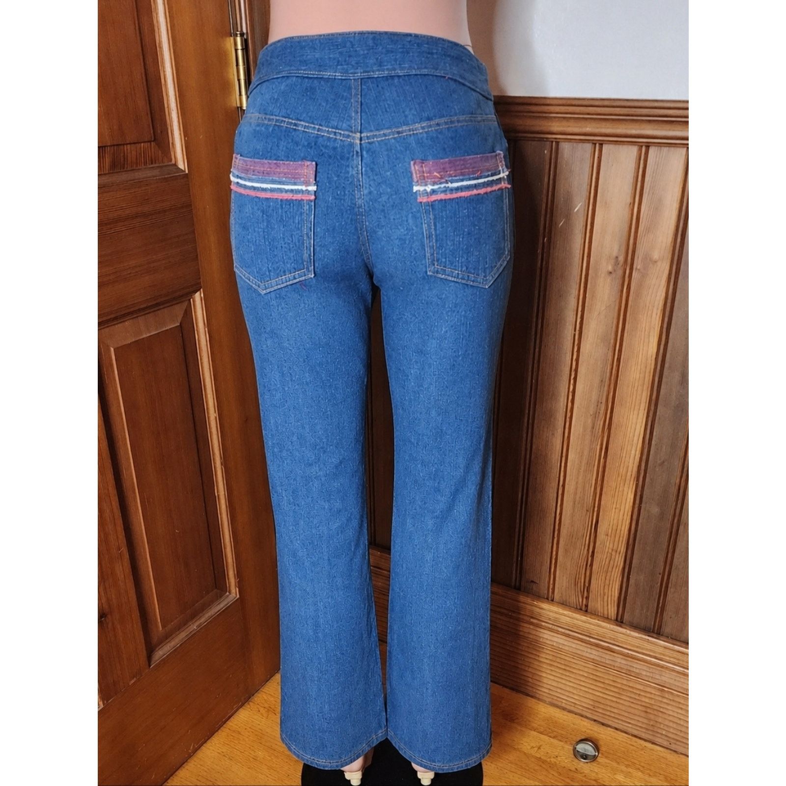 Vintage Vintage 70s Jeans with Striped Back Pocket Detail Size 34" / US 12 / IT 48 - 1 Thumbnail