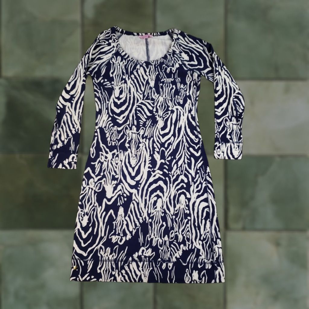 Lilly Pulitzer Lilly Pulitzer Preston Dress Womens XXS Blue White Stretch Navy Long Sleeve Dress Size XXS / US 00 / IT 34 - 1 Thumbnail