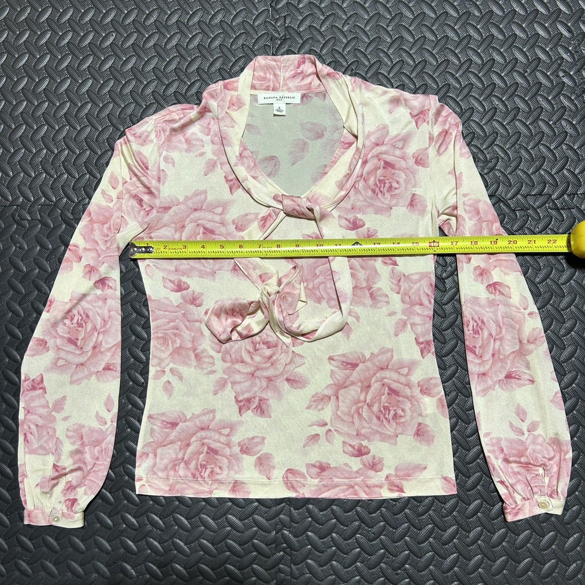Banana Republic Vintage Banana Republic Silk Tie Neck Blouse Floral Small Size S / US 4 / IT 40 - 4 Thumbnail