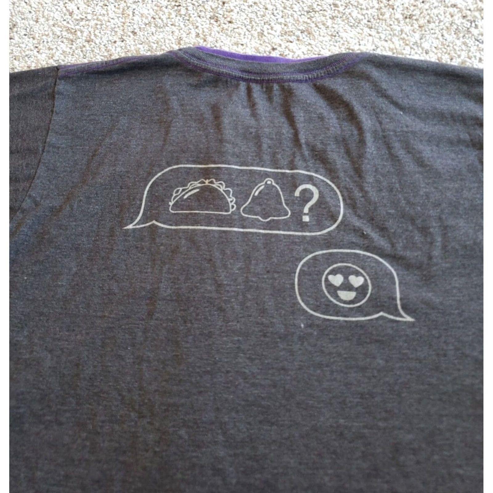 Bell Taco Bell T Shirt XL Women Gray Emoji Graphic Purple Trim Short Sleeve Crew Neck Size XL / US 12-14 / IT 48-50 - 5 Thumbnail