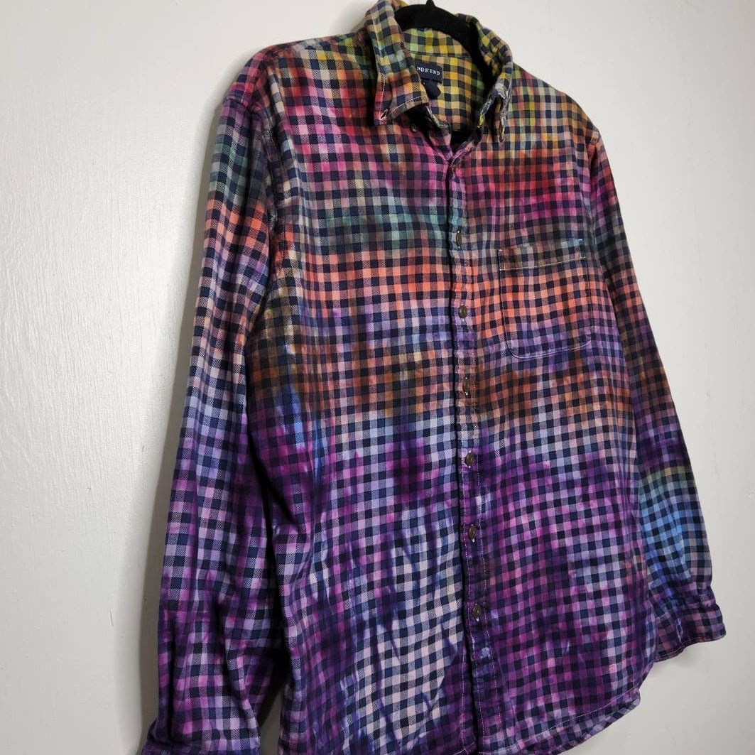 Lands' End Lands End Flannel Custom Ice Tie Dye Art Earth Tones Nature Size US L / EU 52-54 / 3 - 3 Thumbnail