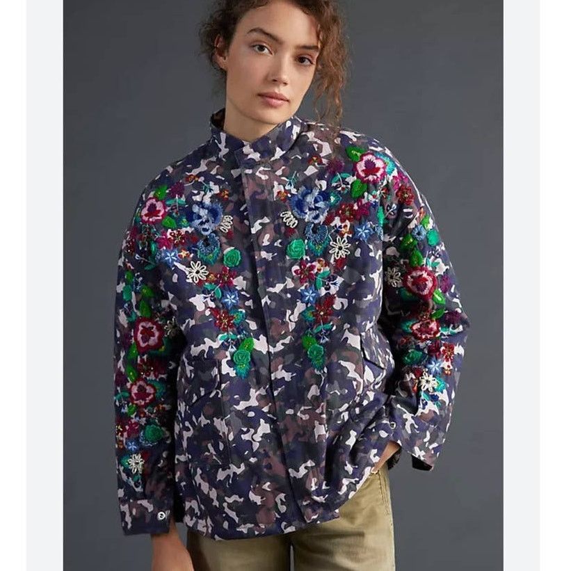 Vilagallo Vilagallo Oversized Embroidered Camo Sequin Jacket Size M / US 6-8 / IT 42-44 - 1 Thumbnail