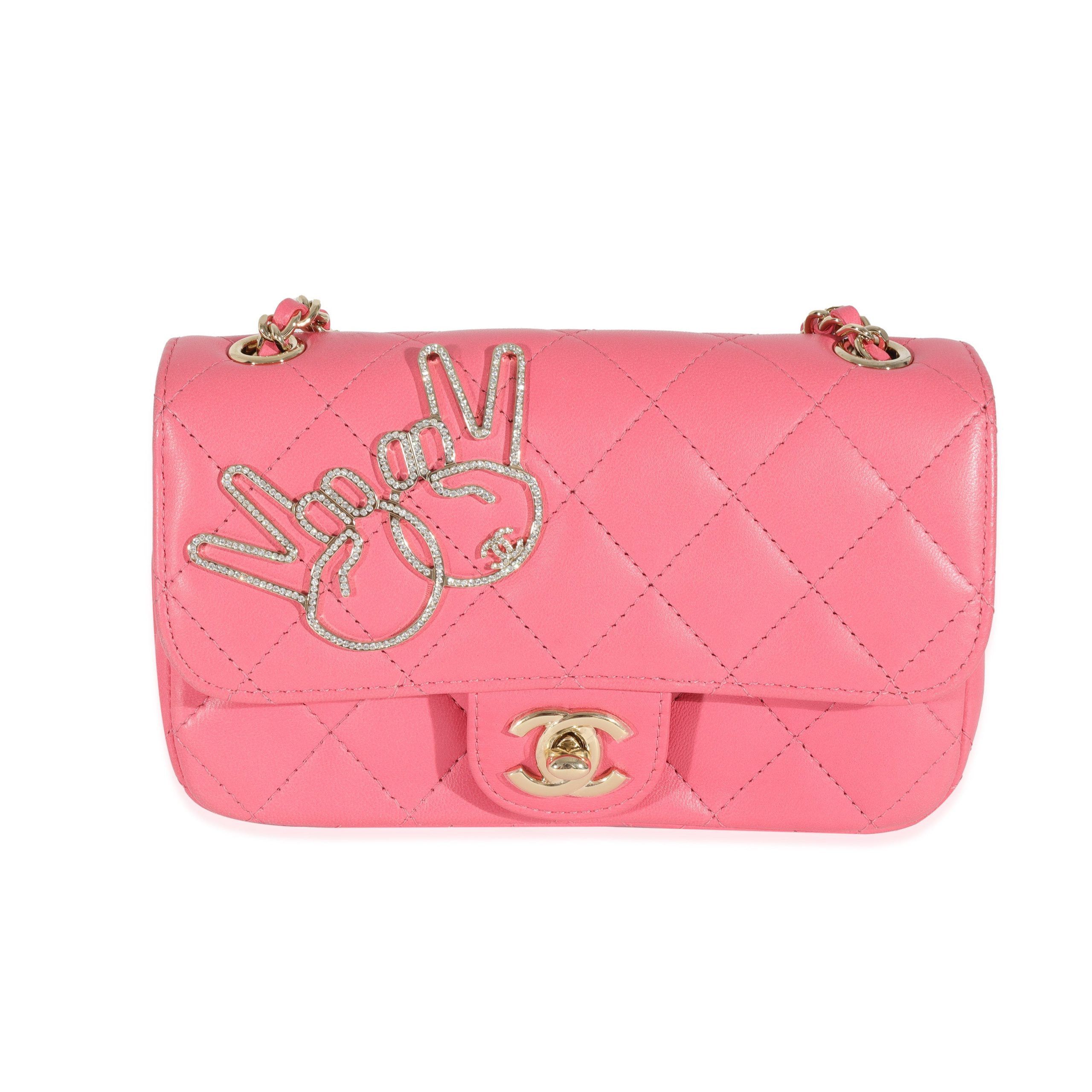 image of Chanel Pink Lambskin Emoticon Extra Mini Flap, Women's