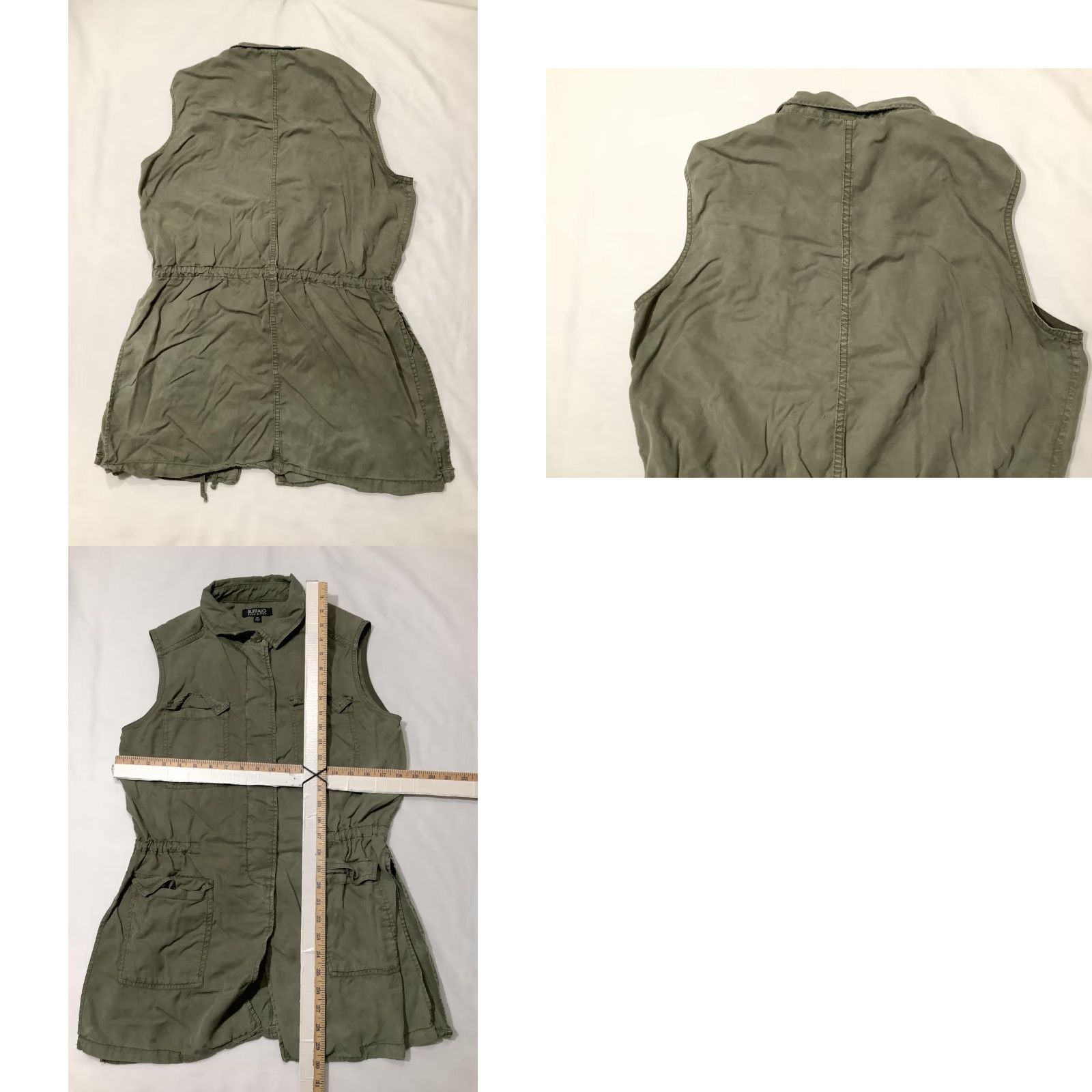 Buffalo David Bitton Buffalo David Bitton Top Womens S Olive Green Military Pockets Sleeveless Collared Button-Up Utility Shirt Short Mid-Length Size S / US 4 / IT 40 - 8 Thumbnail
