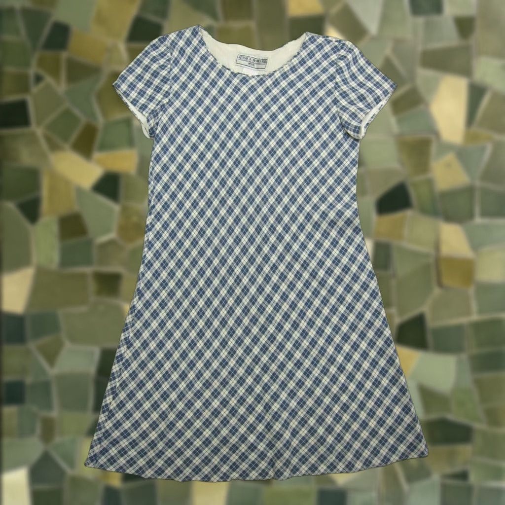Vintage VINTAGE Jessica Howard Rayon Blue White Plaid A-Line Tunic Dress Women Size 6 Petite Size M / US 6-8 / IT 42-44 - 1 Thumbnail