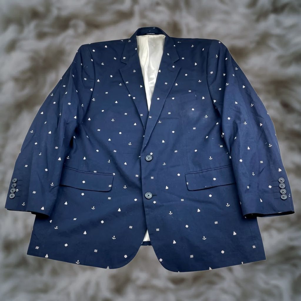 Croft & Barrow Croft & Barrow Men’s 2-Button Blazer 46R Navy Nautical Anchors 100% Cotton Size 46R - 1 Thumbnail