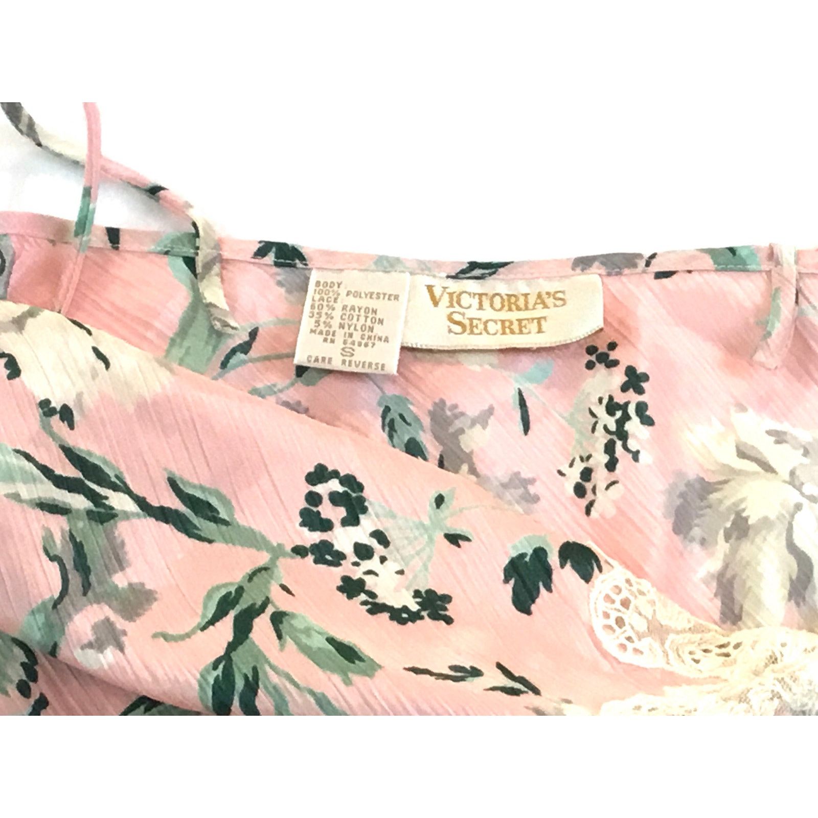 Victoria's Secret Victoria's Secret Camisole Pink Floral Straps Lace Small Size ONE SIZE - 6 Thumbnail
