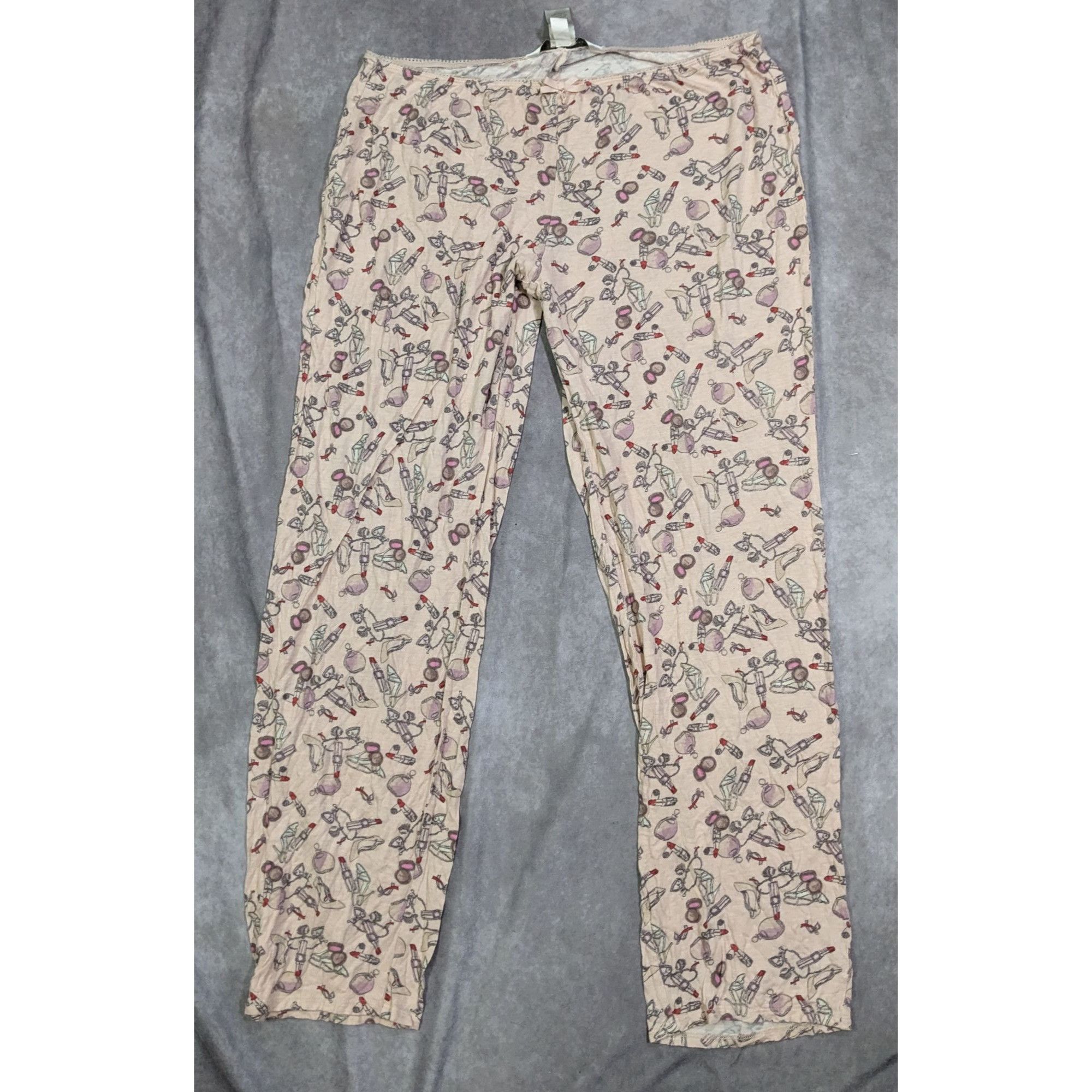 Other Coquette Pale Pink Makeup Print Pajama Lounge Pants by Laure Size 32" / US 10 / IT 46 - 6 Thumbnail