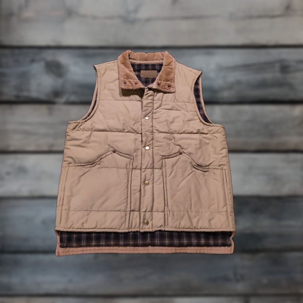 Old Navy Vintage Old Navy Quilted Puffer Snap Vest Lined Corduroy Collar Men’s Sz L Beige Size US L / EU 52-54 / 3 - 1 Thumbnail