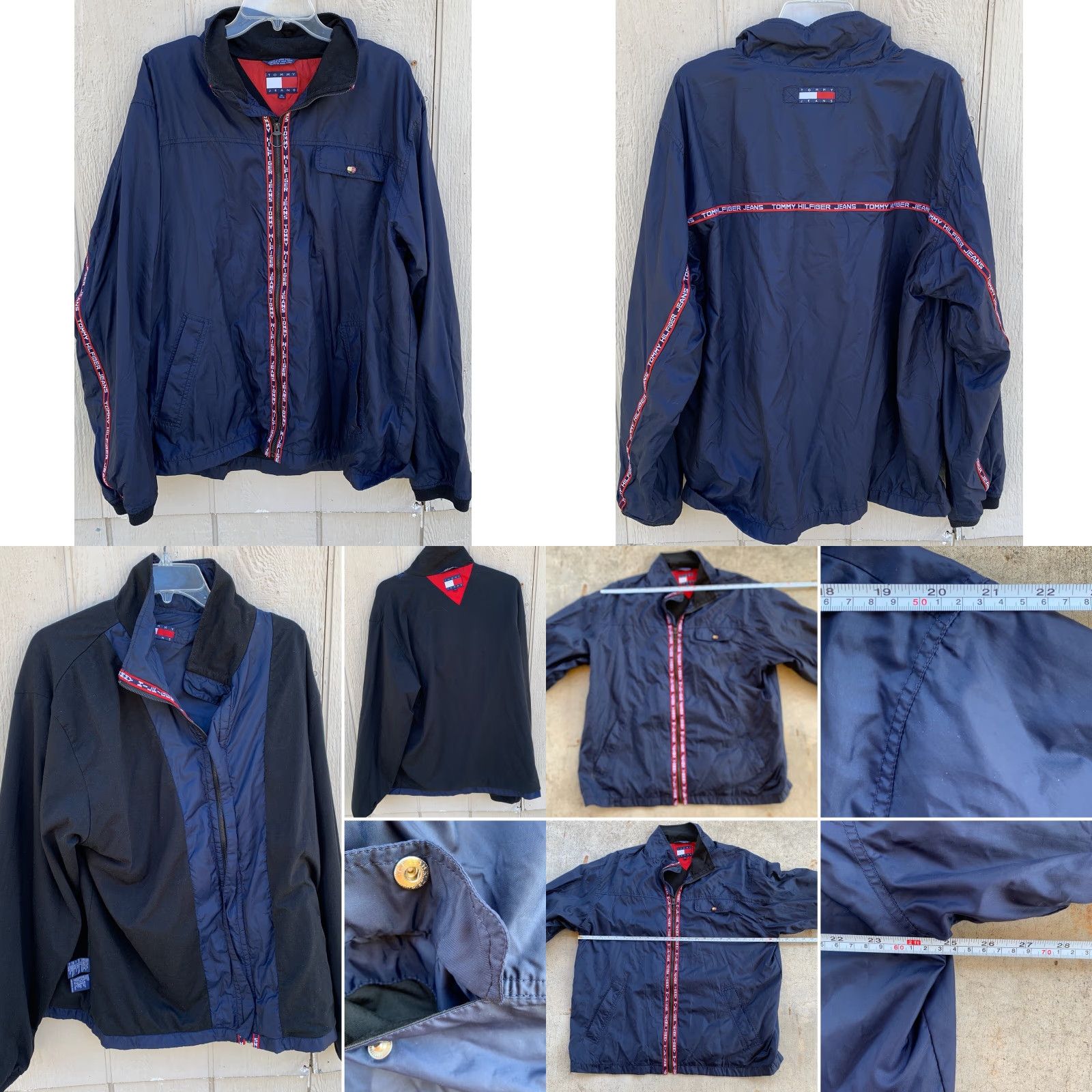 Tommy Hilfiger VINTAGE Tommy Jeans Windbreaker Jacket TOMMY HILFIGER JEANS Spell Out XL Size US 36 / EU 52 - 8 Thumbnail