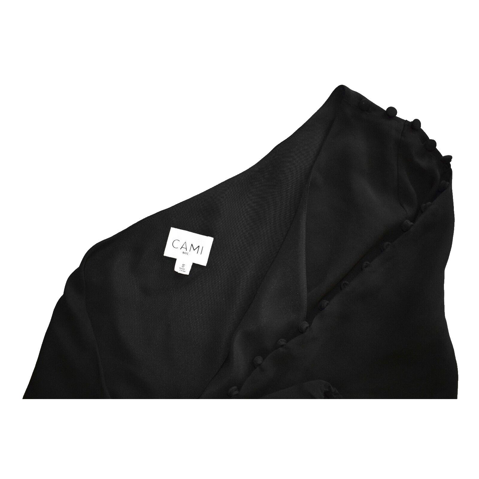 CAMI NYC CAMI Black Silk Cascade Down Buttons Long Sleeve Top Size S Size S / US 4 / IT 40 - 3 Thumbnail