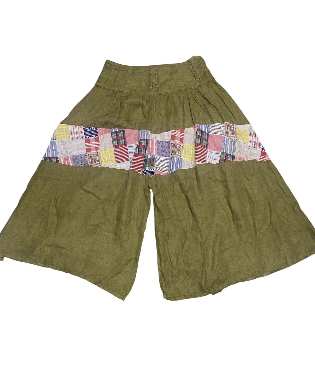 Kapital Kapital Side Button Back Patchwork Wide Legs Crop Pants Size 28" / US 6 / IT 42 - 2 Thumbnail