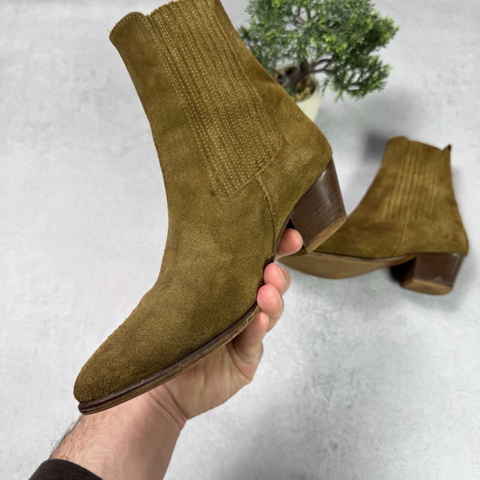 Sandro Sandro Women Western Boots Suede Brown Size 37 US 7 Size US 7 / IT 37 - 7 Thumbnail
