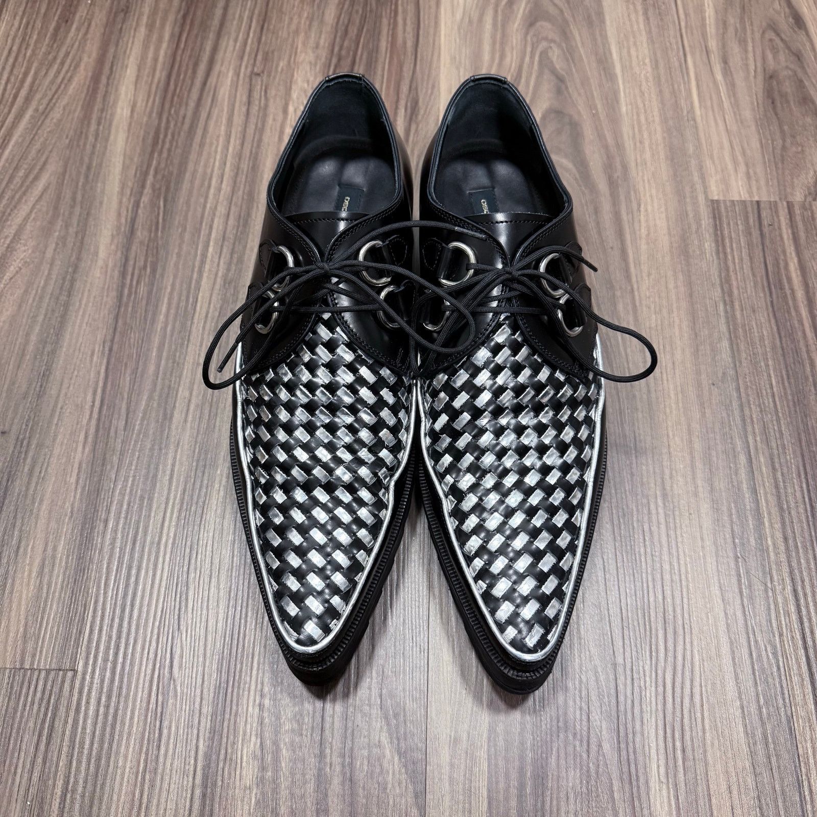 DSQUARED2 Rare Runway Lace Up Shoes Black Silver EU 41.5