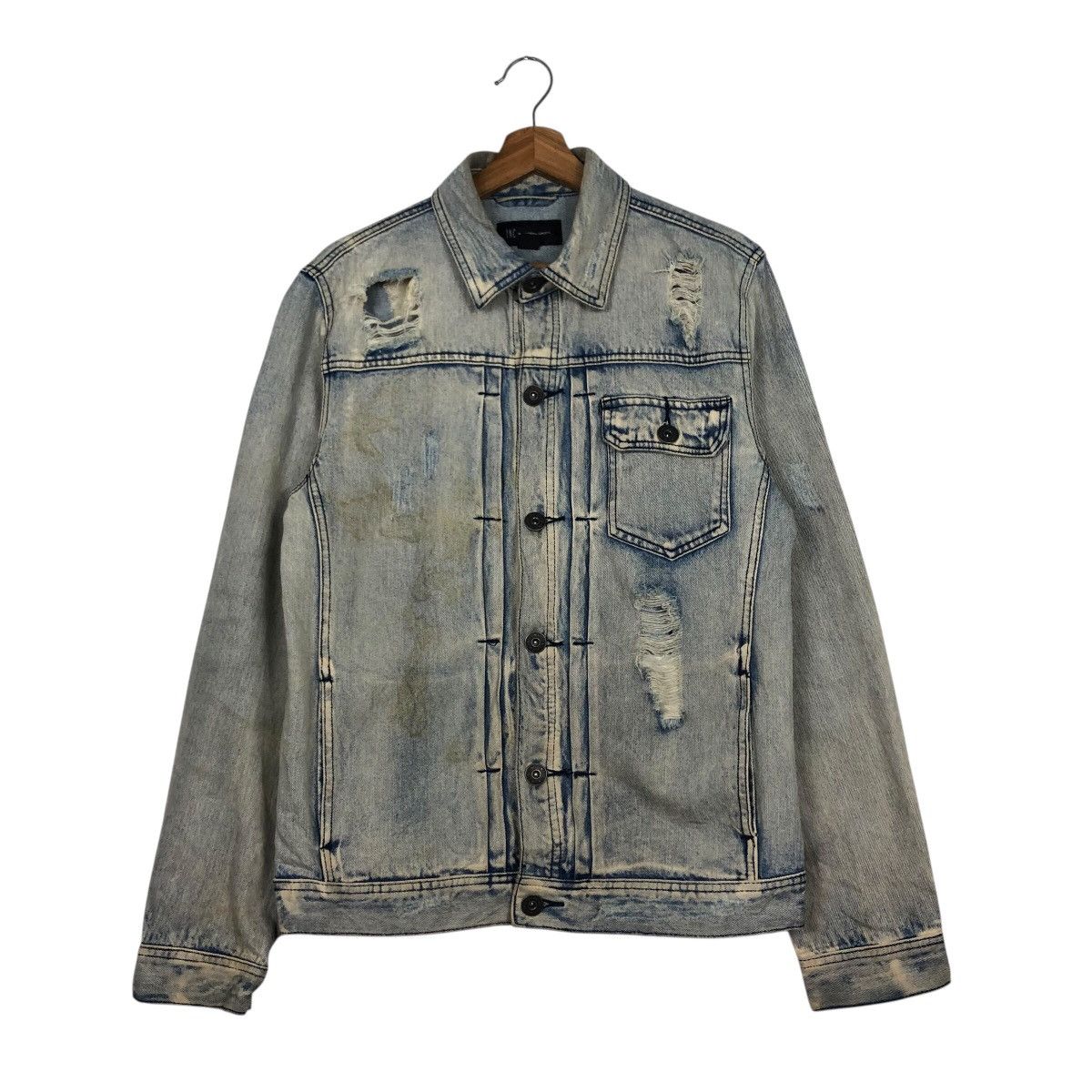Japanese Brand 📌Distressed Biker Denim Jacket Punk Style INC Issey Miyake Size US S / EU 44-46 / 1 - 2 Thumbnail
