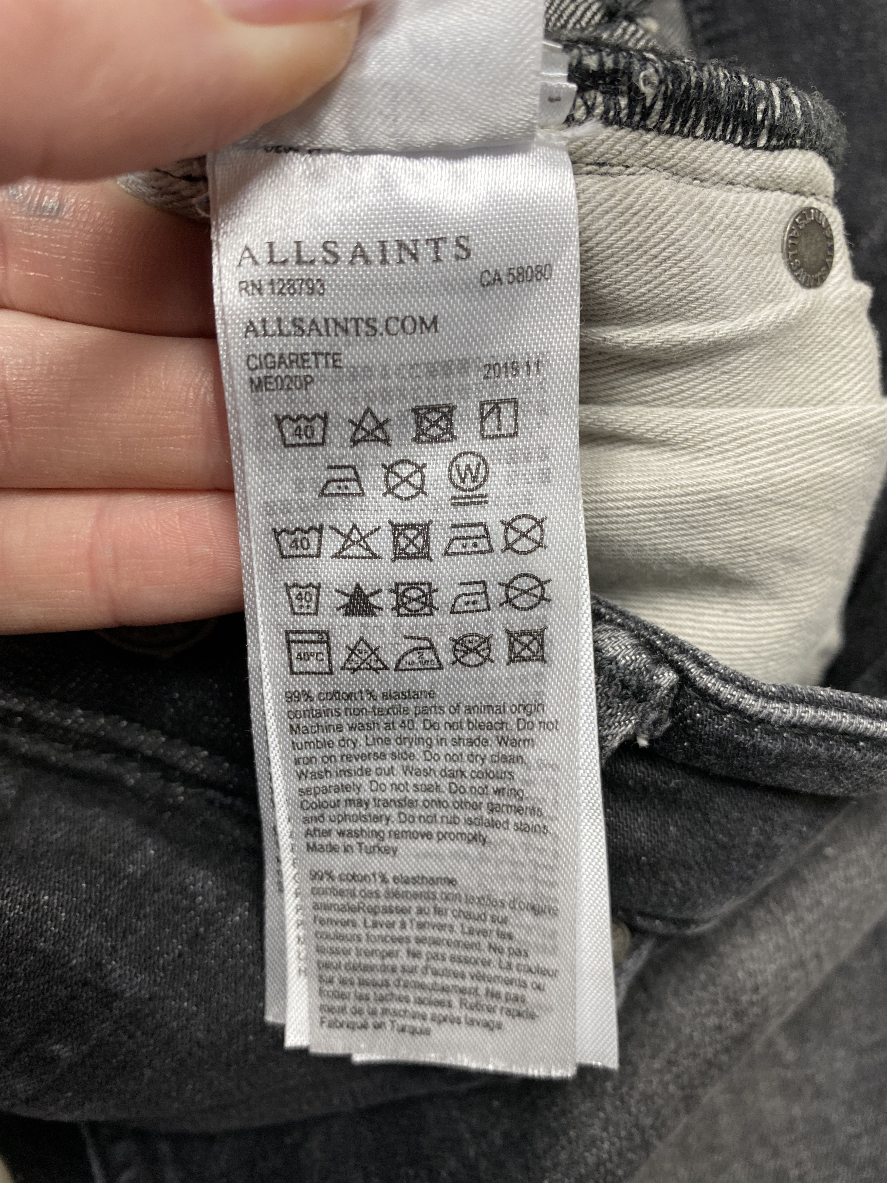 Allsaints Allsaints Vintage Mens Grey Denim Pants Cigarette Jeans Size US 32 / EU 48 - 5 Thumbnail