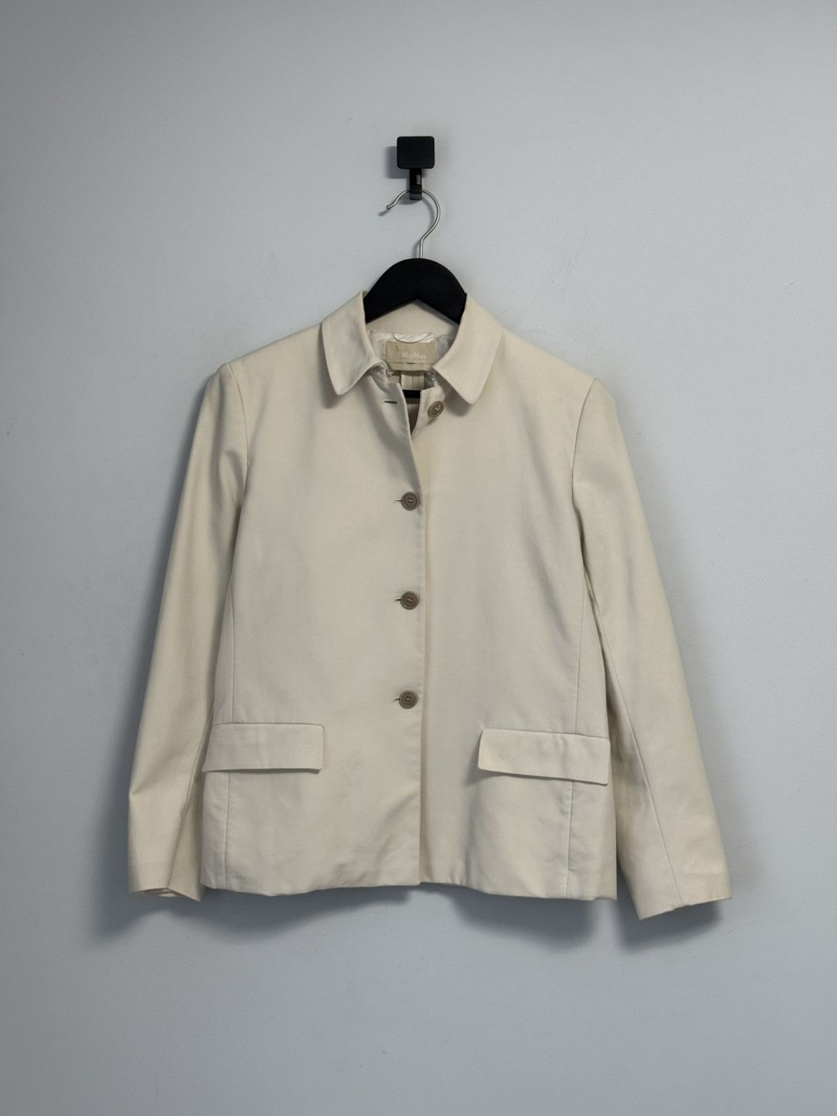 Max Mara Max Mara Ivory Cropped Jacket Button Front Coat Blazer Size M / US 6-8 / IT 42-44 - 1 Thumbnail