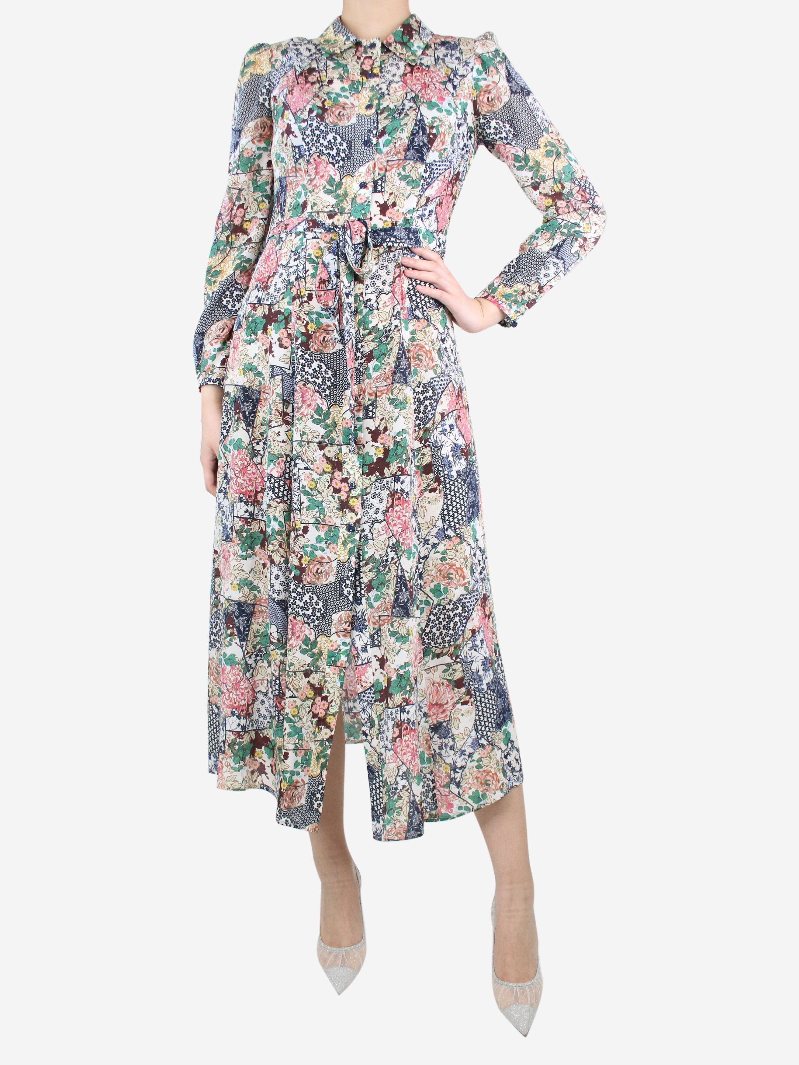 image of Saloni Multicoloured Floral Shirt Dress - Size Uk 6, Women's