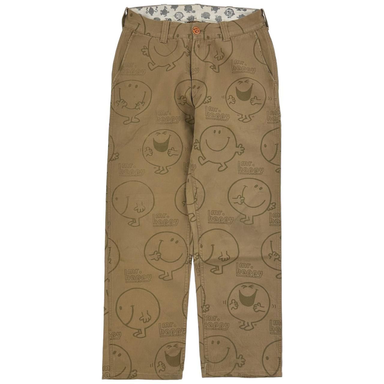 image of Vintage Mr. Men Print Trousers Size W29 in Tan