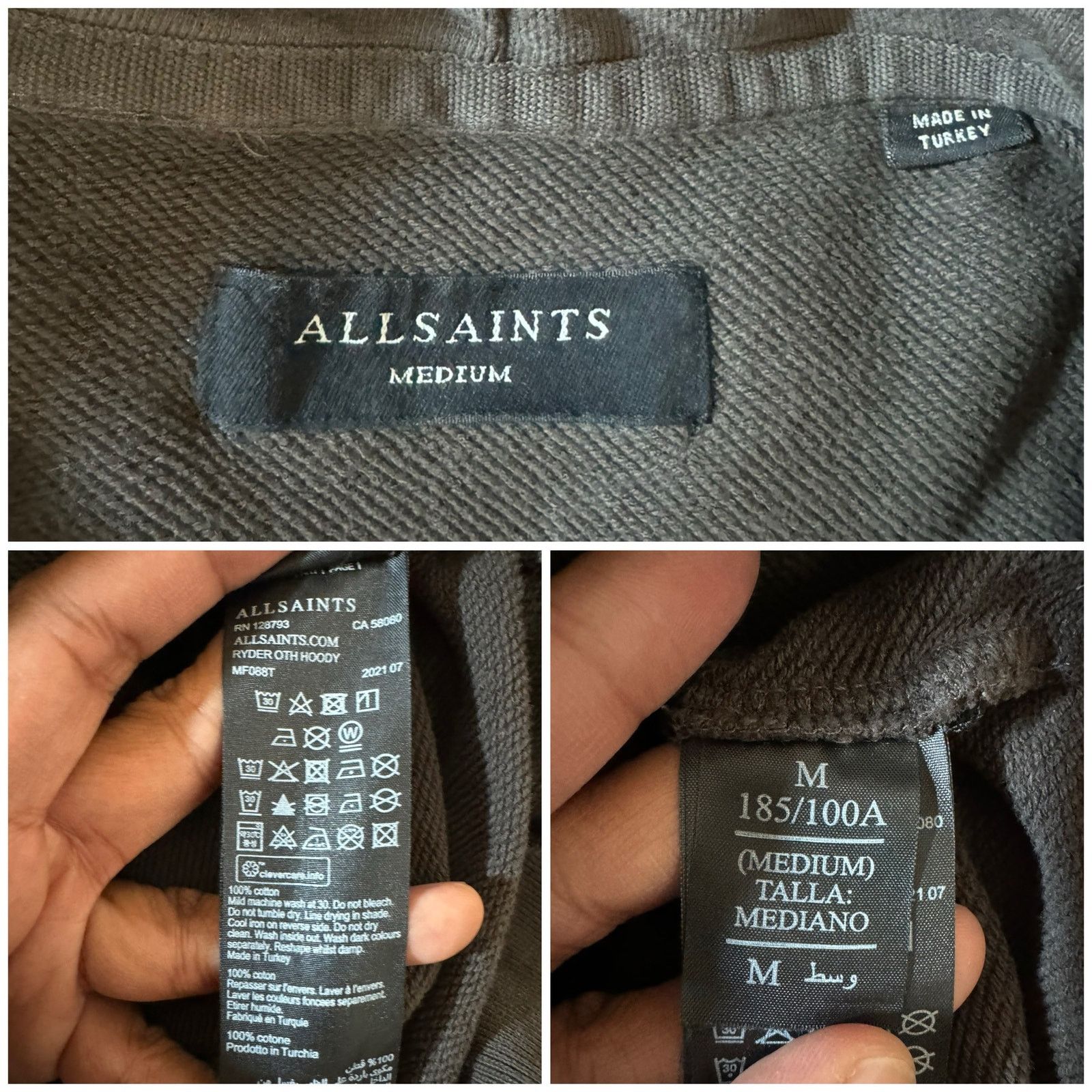 Allsaints All Saints Brown Washed Pullover Sweatshirt Hoodie Men’s M Size US M / EU 48-50 / 2 - 7 Thumbnail