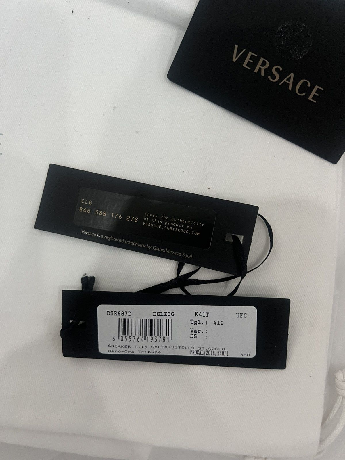 Versace VERSACE SNEAKER CALZA+VITELLO ST.COCCO NERO-ORO TRIBUTE Size US 8 / EU 41 - 4 Thumbnail