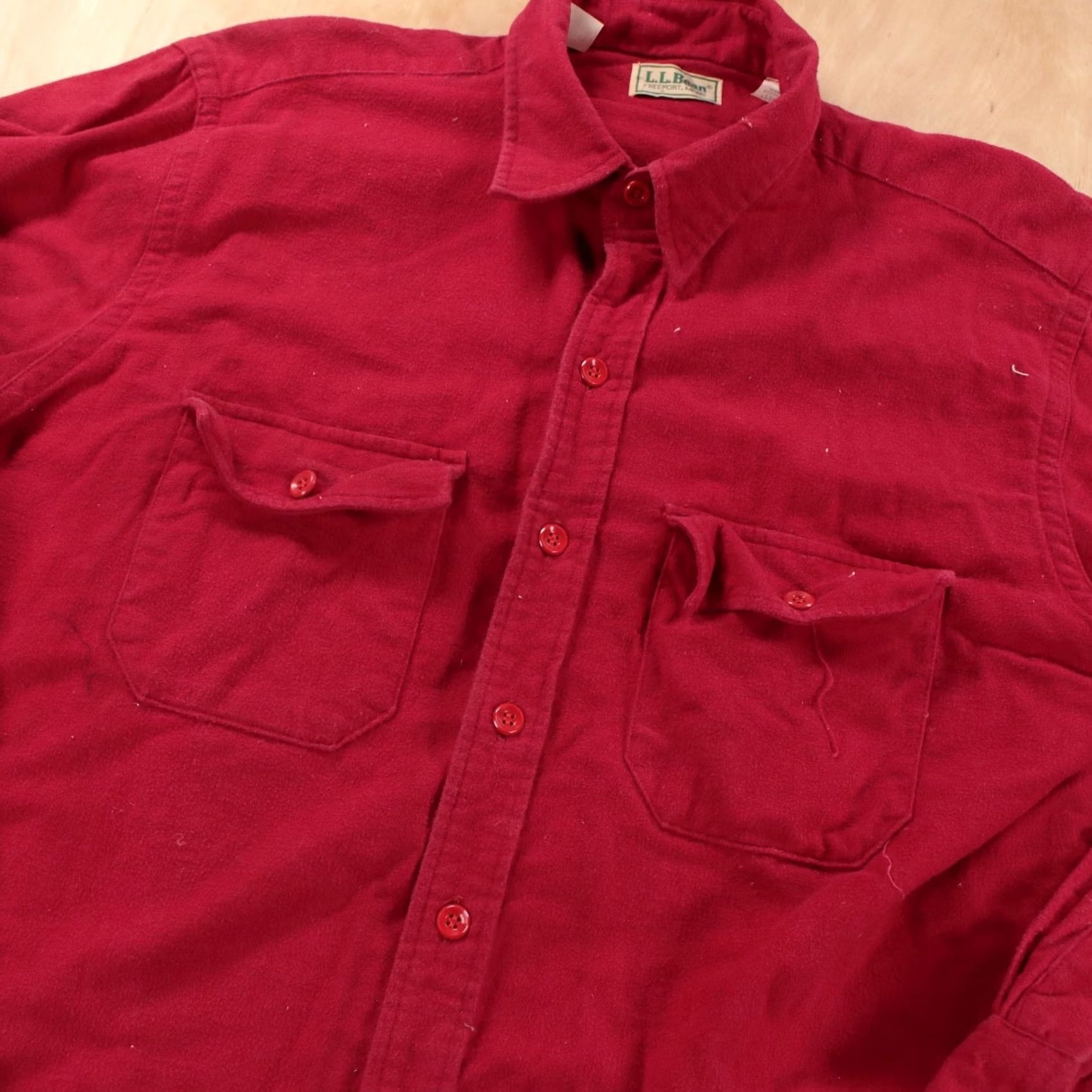 Vintage VINTAGE L.L. Bean camp flannel shirt red 17.5 faded distressed chamois Mens Size US XXL / EU 58 / 5 - 2 Thumbnail