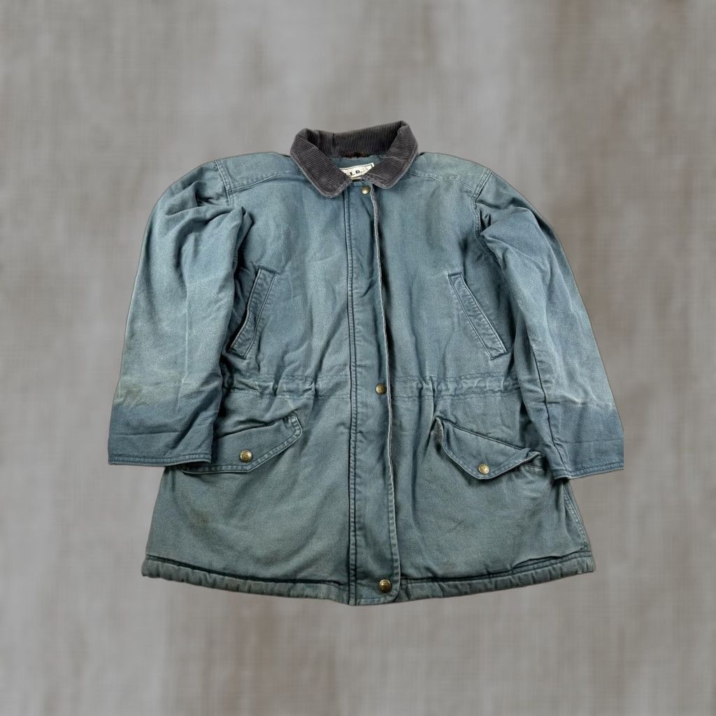 Vintage VINTAGE L.L.Bean Jacket Womens Large Blue Green Sherpa Lined Barn Coat 90s Parka Mid-Length Size L / US 10 / IT 46 - 1 Thumbnail