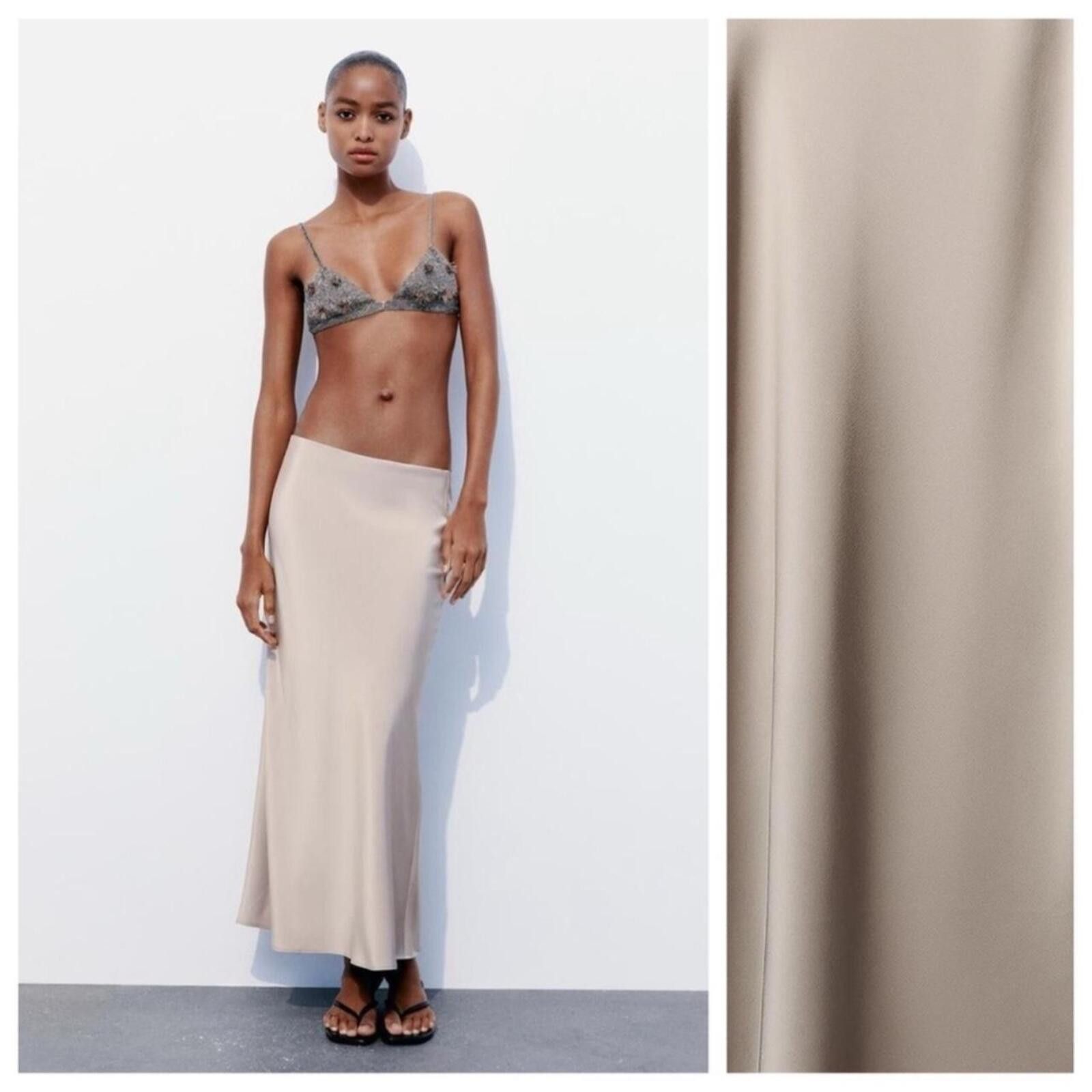 Zara Zara Satin Effect Midi Skirt Size 36" / US 14 / IT 50 - 1 Thumbnail