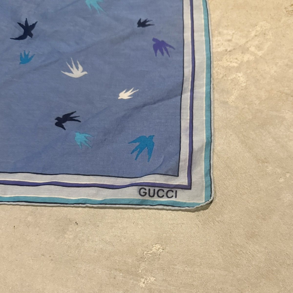 Gucci Vintage 1980s Gucci Bird Motif GG Silk Scarf Bandana 18x18 Size ONE SIZE - 3 Thumbnail