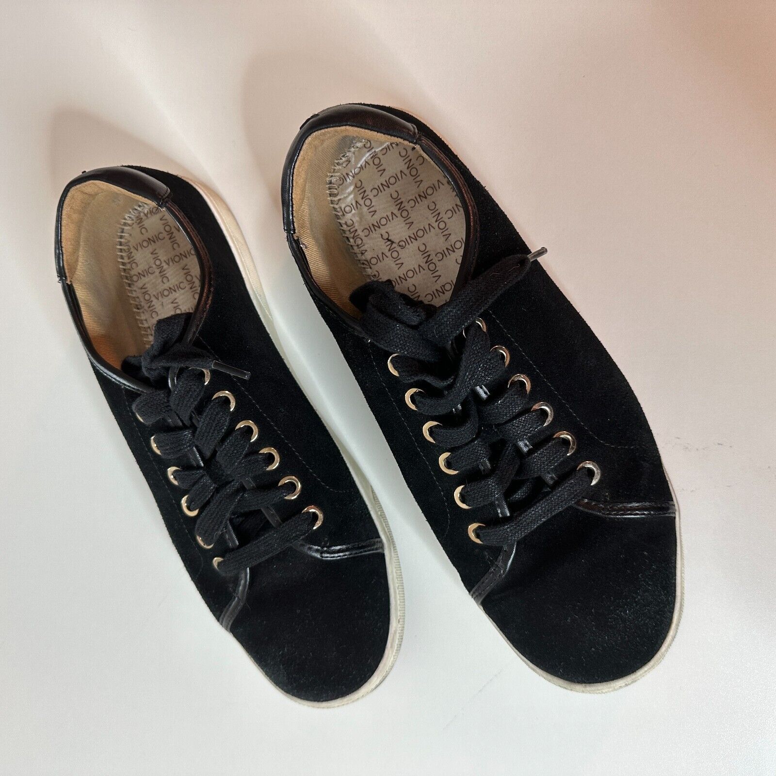 Vionic Vionic Sunny Brinley Black Suede White Trim Walking Shoe 8.5 Size US 8.5 / IT 38.5 - 3 Thumbnail