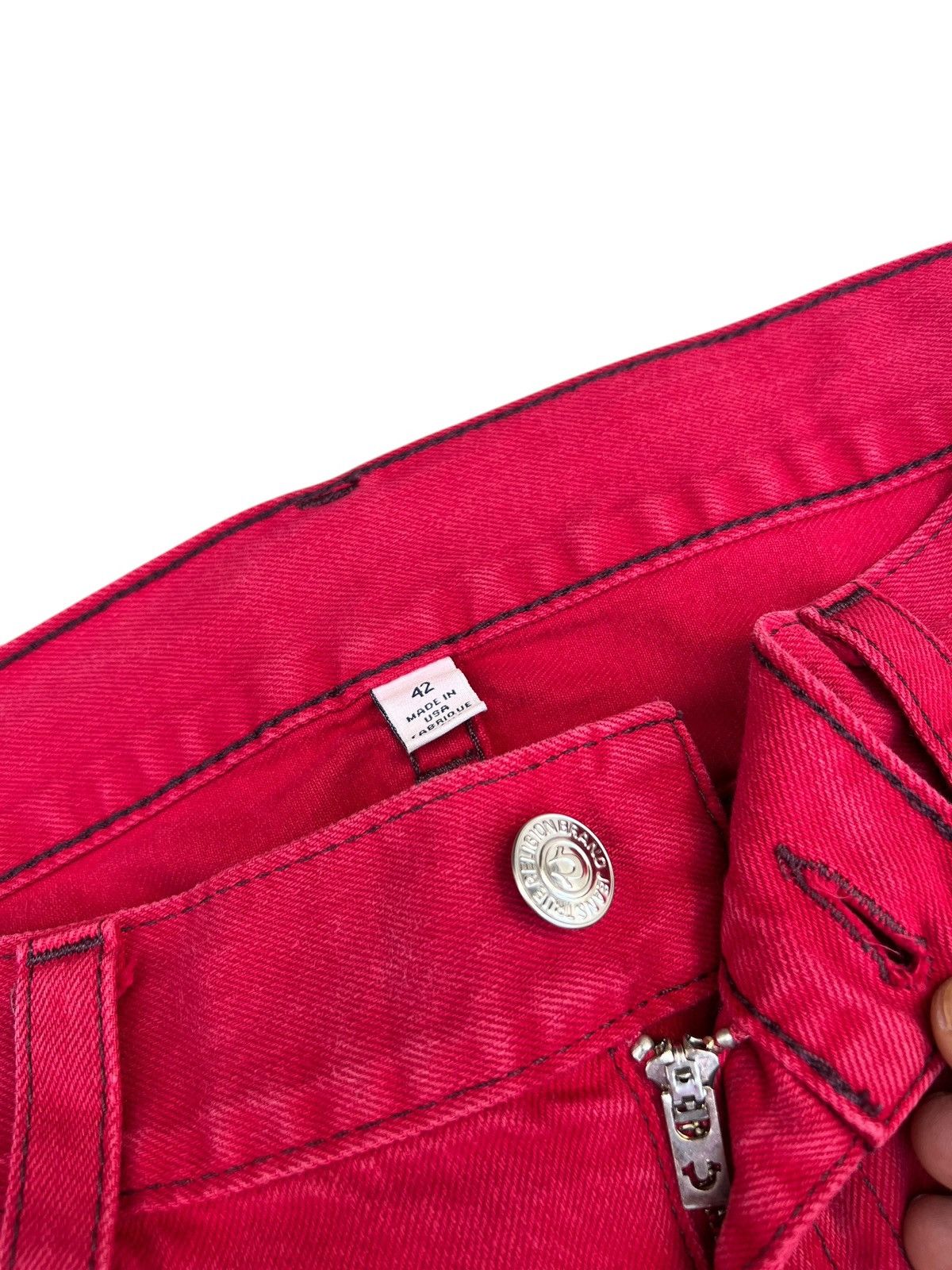 True Religion Vintage True Religion Distressed Red Denim Straight Jeans Size US 42 / EU 58 - 5 Thumbnail