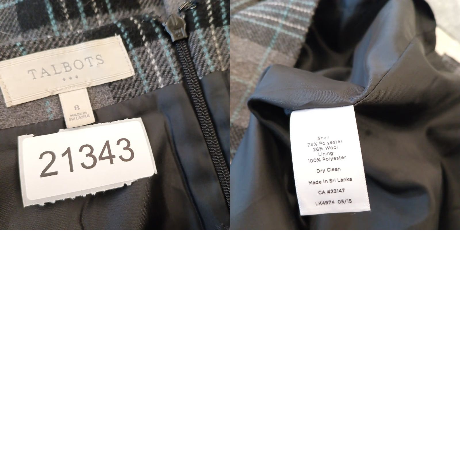 Talbots Talbots Skirt Knee Length Gray Plaid Lined Slit Size 8, Regular, Women Size 30" / US 8 / IT 44 - 8 Thumbnail