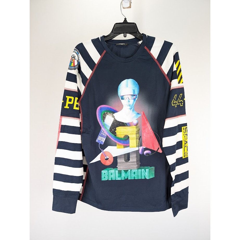 Balmain o1rshd1 Q:2 / Space Long Sleeve T-Shirt in Multicolor Size US M / EU 48-50 / 2 - 1 Thumbnail