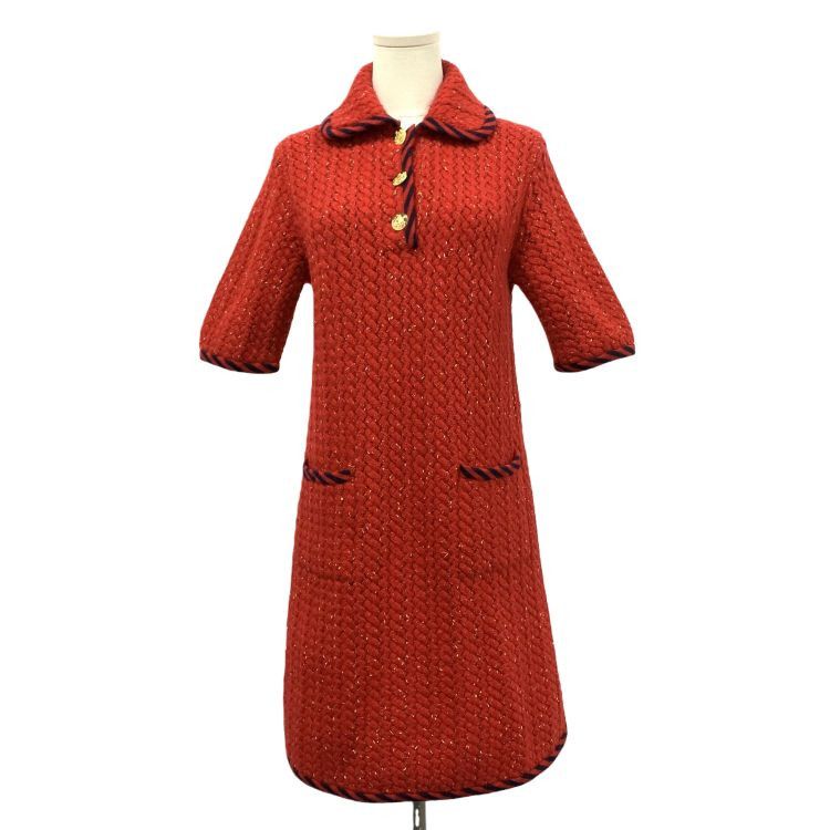 Gucci Gucci Red Knit Button Dress Size S Size S / US 4 / IT 40 - 1 Thumbnail