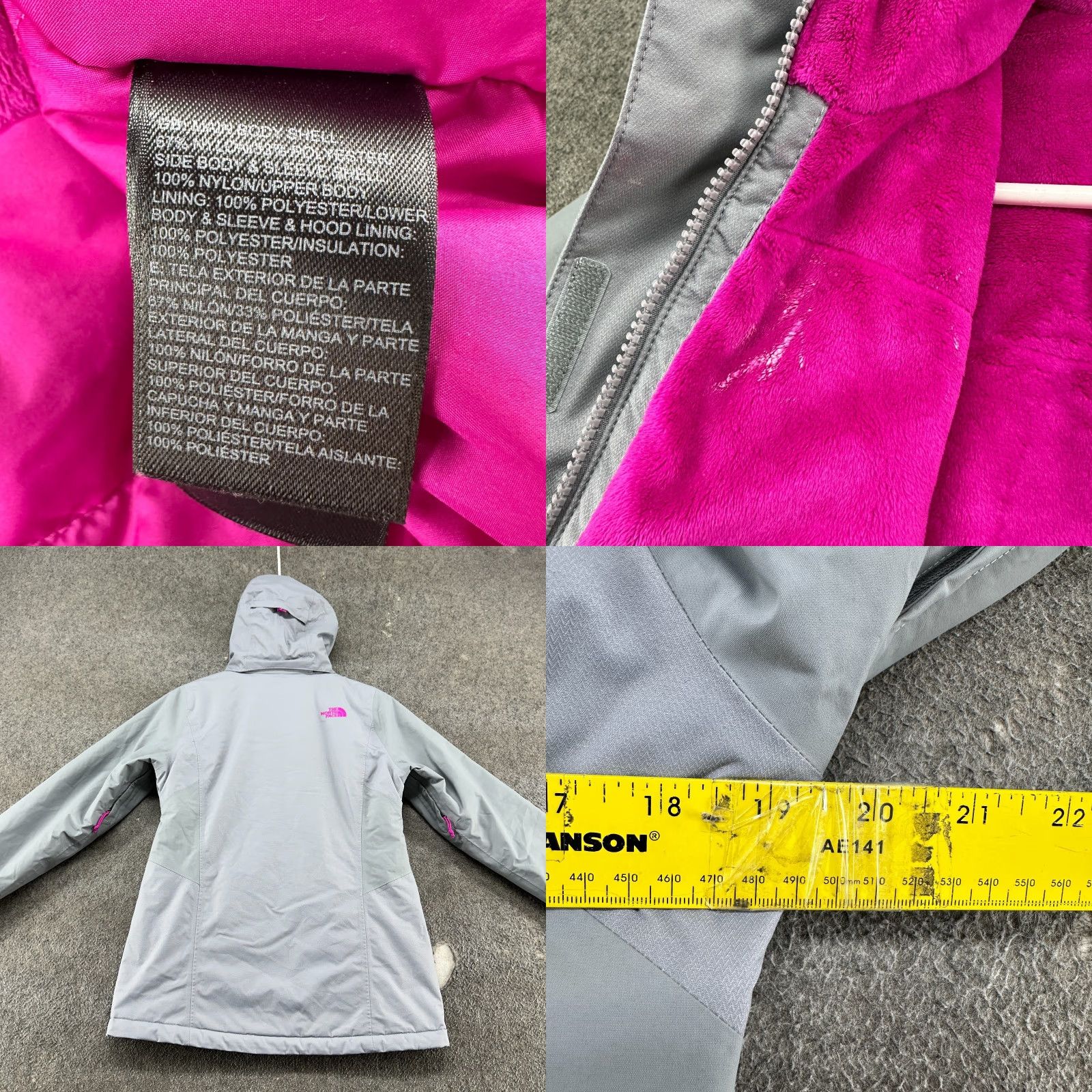 The North Face The North Face Jacket Womens Small Grey Pink Parka Hooded Fleece Lined Hyvent 2.5L Size S / US 4 / IT 40 - 8 Thumbnail
