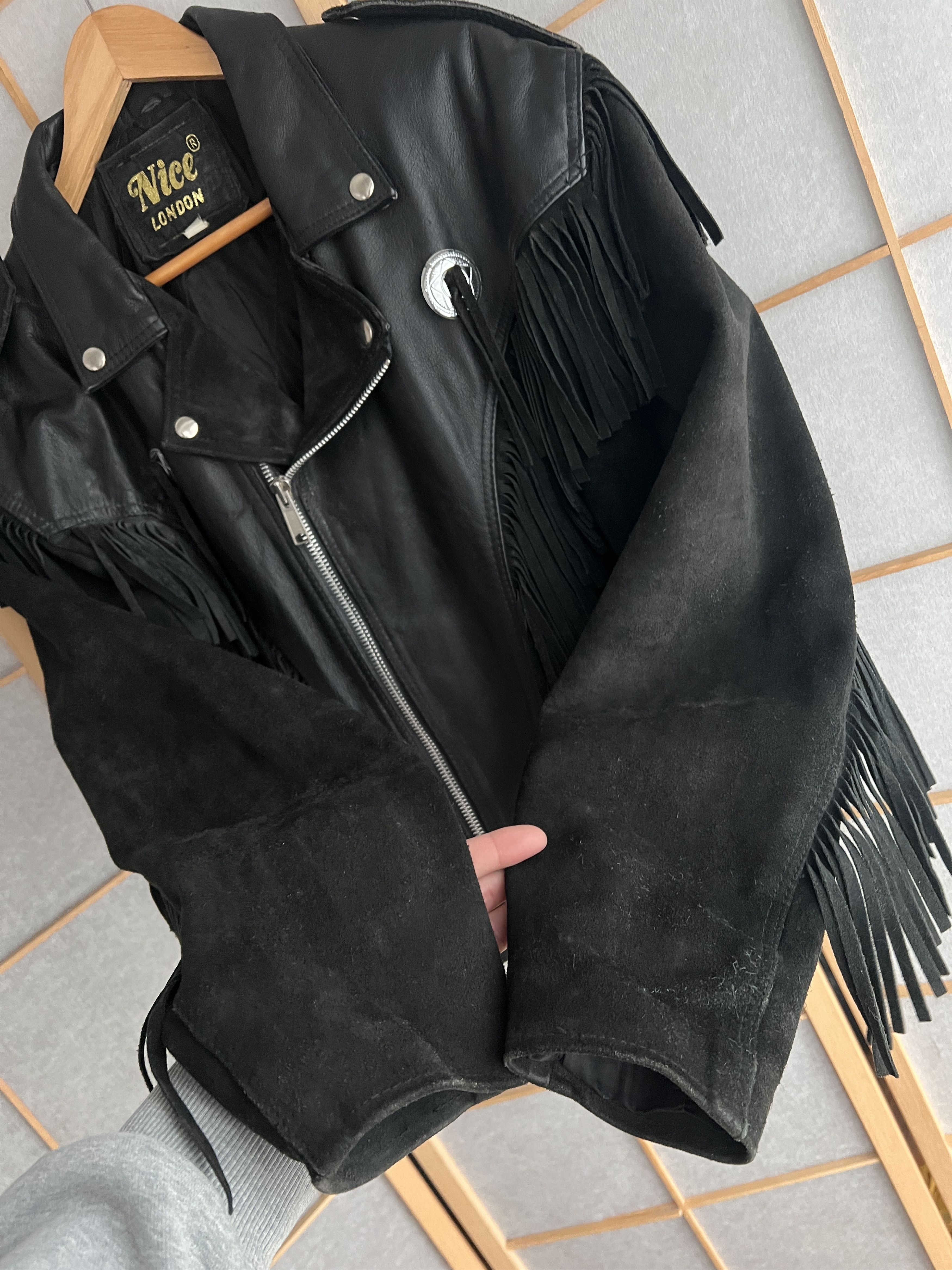 Other CRAZY Cowboy core vintage 90s cropped leather jacket bomber Size US L / EU 52-54 / 3 - 14 Thumbnail