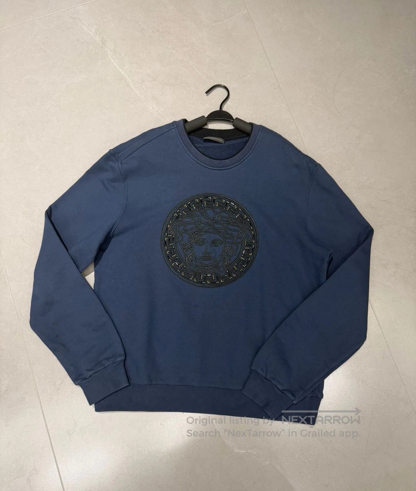 Japanese Brand Versace Medusa Embroidered Leather Panel Men's Sweatshirt. Size US L / EU 52-54 / 3 - 1 Thumbnail