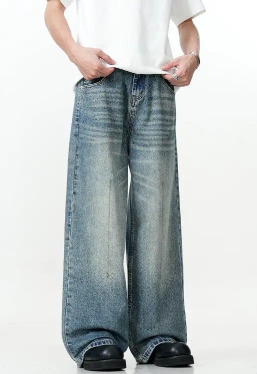 VIBE American retro street loose wide-leg casual straight jeans Size US 32 / EU 48 - 2 Thumbnail