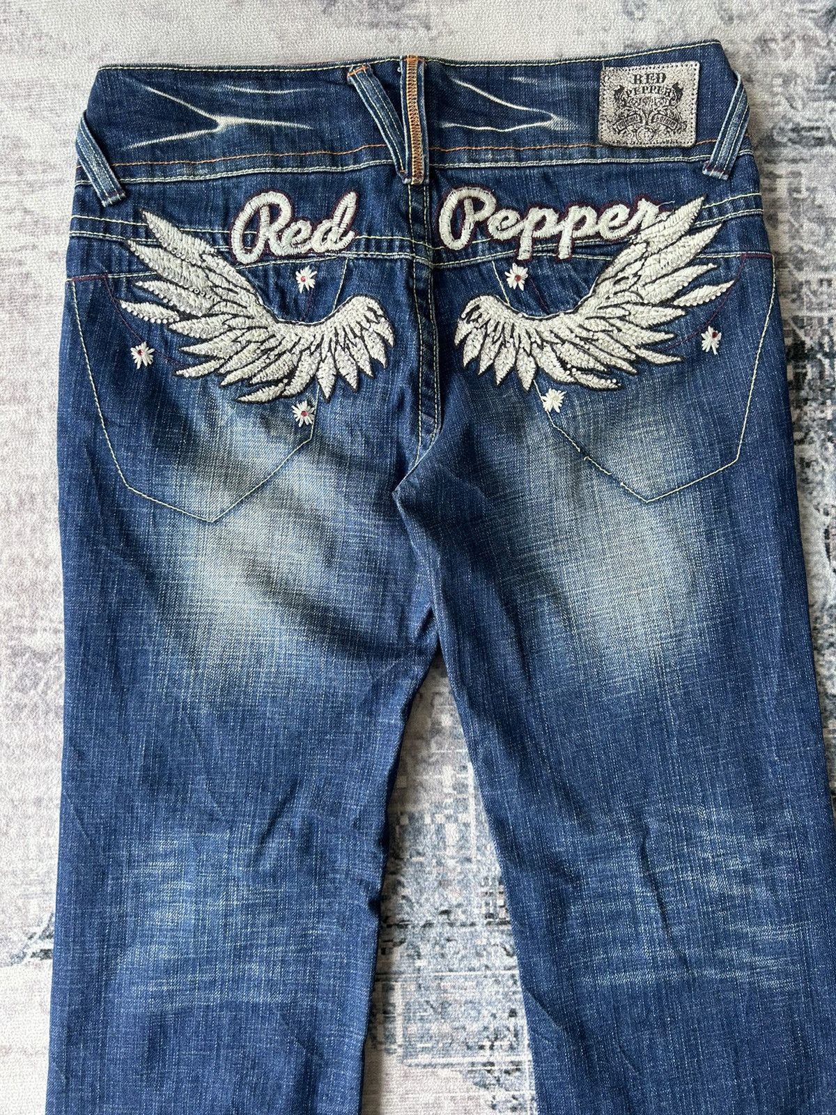 Ed Hardy 🦋 Red Pepper Embroidery Wing Jeans Size 32" / US 10 / IT 46 - 4 Thumbnail