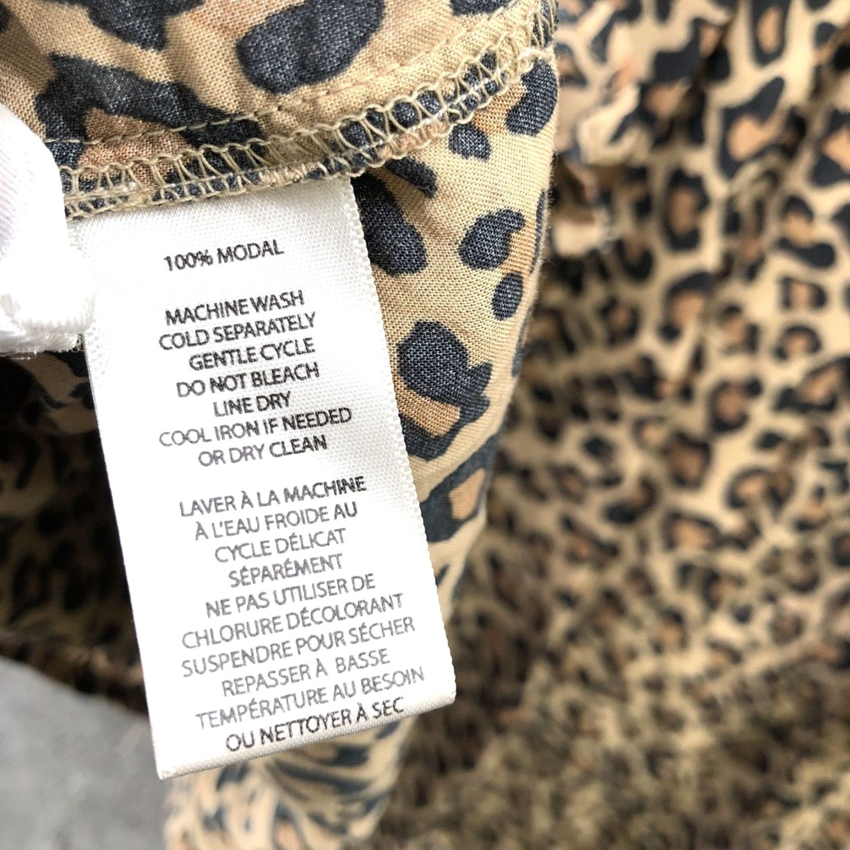 Vintage Beach Lunch Lounge Leopard Print Top Womens L 3/4 Sleeve Ruffle Smocked Peasant Blouse Beige Size L / US 10 / IT 46 - 8 Thumbnail