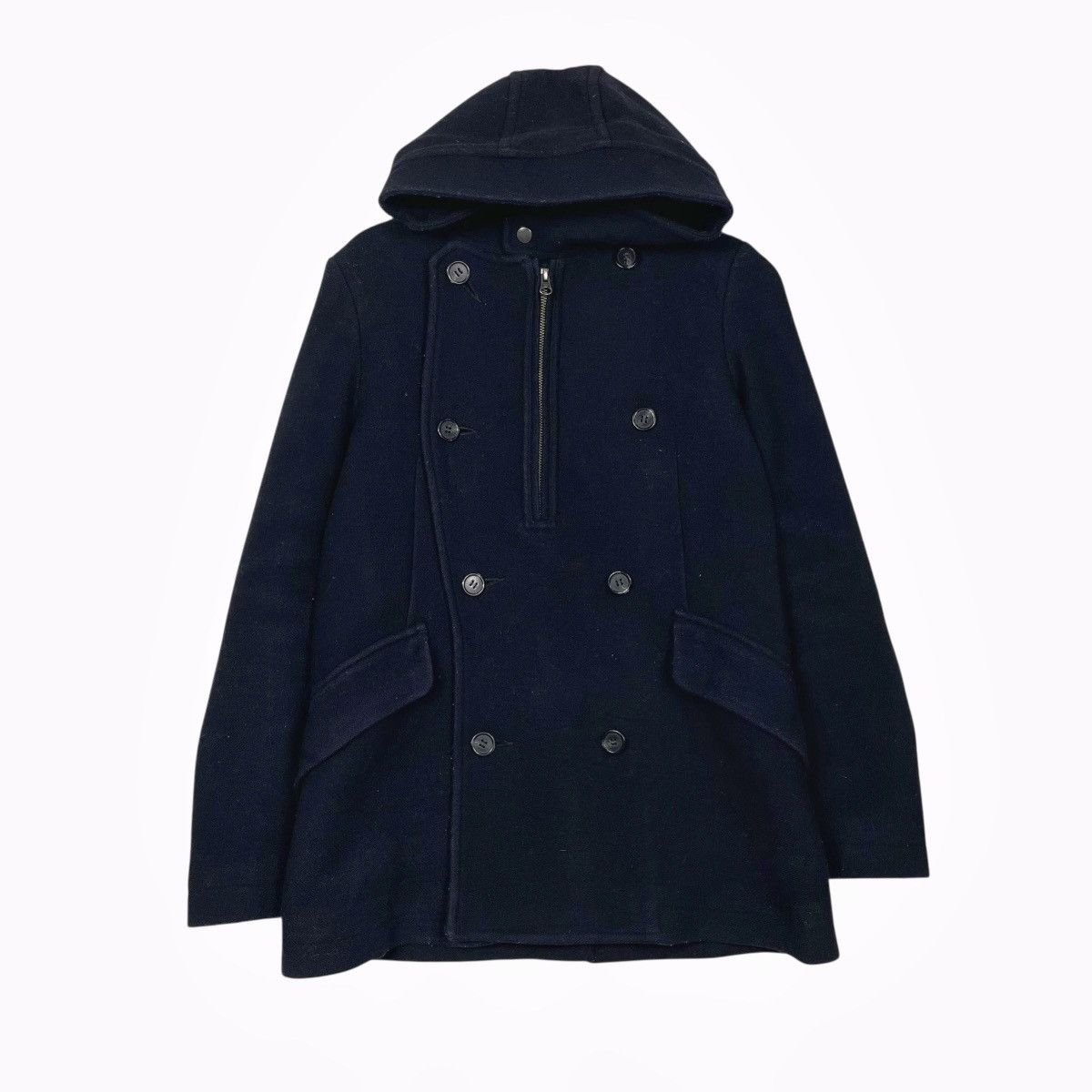 Zucca Cabane De Zucca Double Breasted Hooded Wool Jacket Size US S / EU 44-46 / 1 - 1 Thumbnail