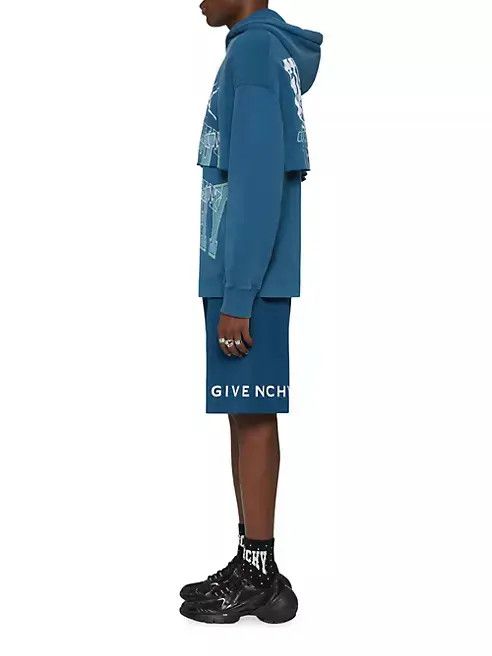 Givenchy o1mle0226 Double Layered Hoodie In Felpa in Blue Size US L / EU 52-54 / 3 - 4 Thumbnail