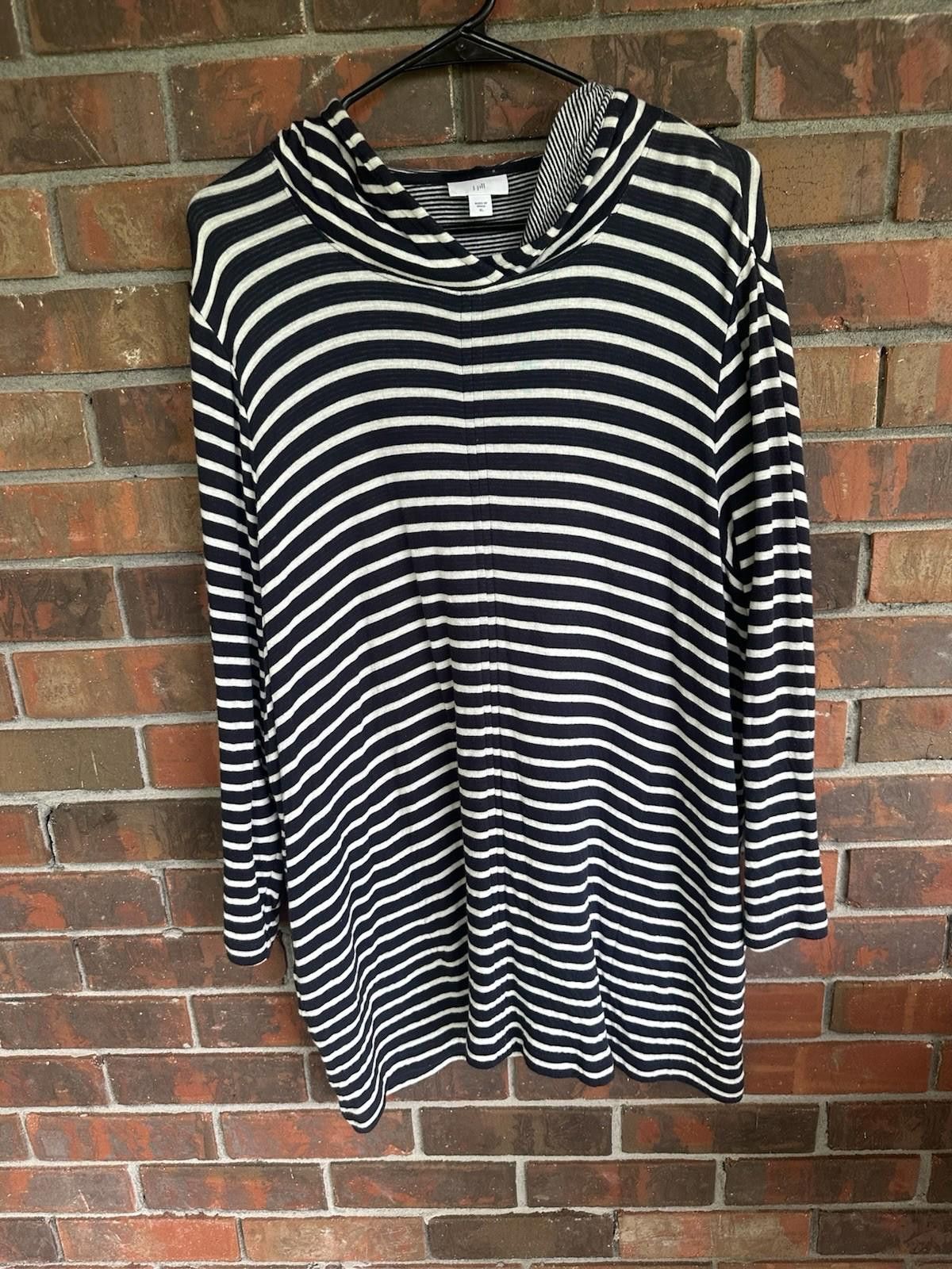 Designer J Jill XL Striped Tunic Dress 100% Cotton Size XL / US 12-14 / IT 48-50 - 2 Thumbnail