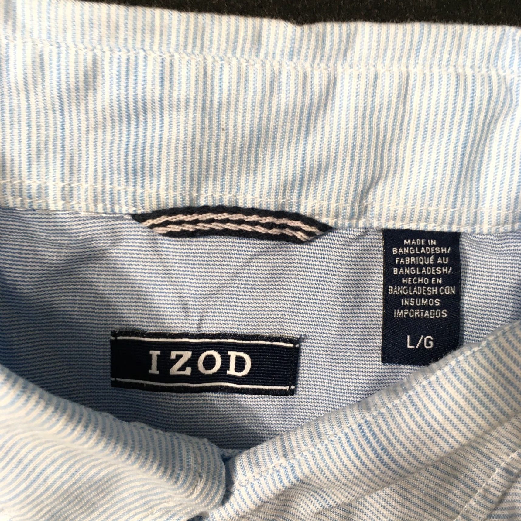Izod IZOD Shirt Large Powder Blue Woven Button-Down Short Sleeve Top Mens Regular Size Blue Cotton Check Polo Rugby Pocket Size US L / EU 52-54 / 3 - 2 Thumbnail