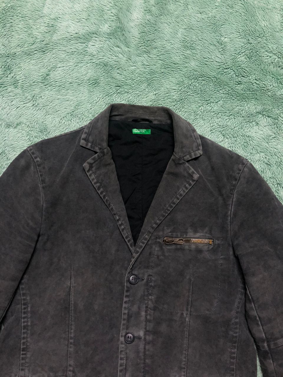 If Six Was Nine × United Colors Of Benetton UNITED COLORS OF BENETTON STONE WASH BLAZER ZIPPER JACKET Size US M / EU 48-50 / 2 - 5 Thumbnail