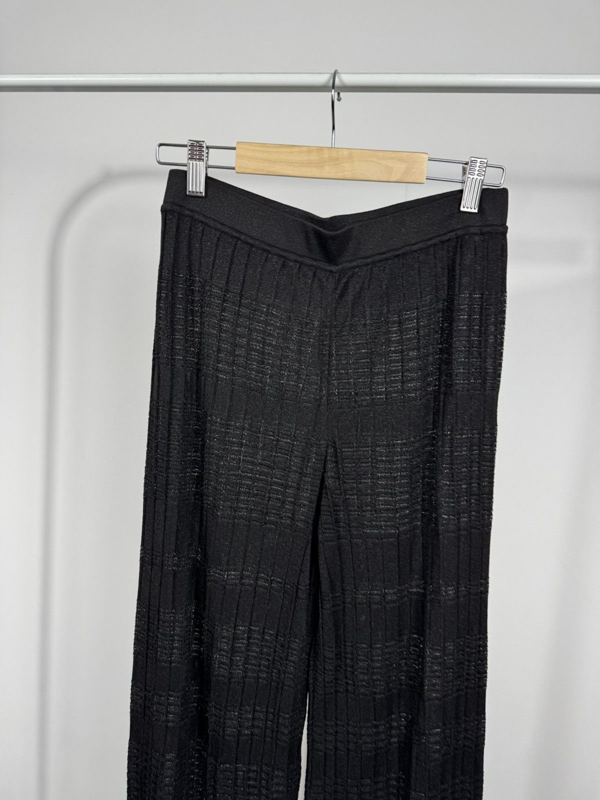 Other Falconeri Black Pleated Wide Leg Pants Shiny Knit Trousers S Size 28" / US 6 / IT 42 - 4 Thumbnail