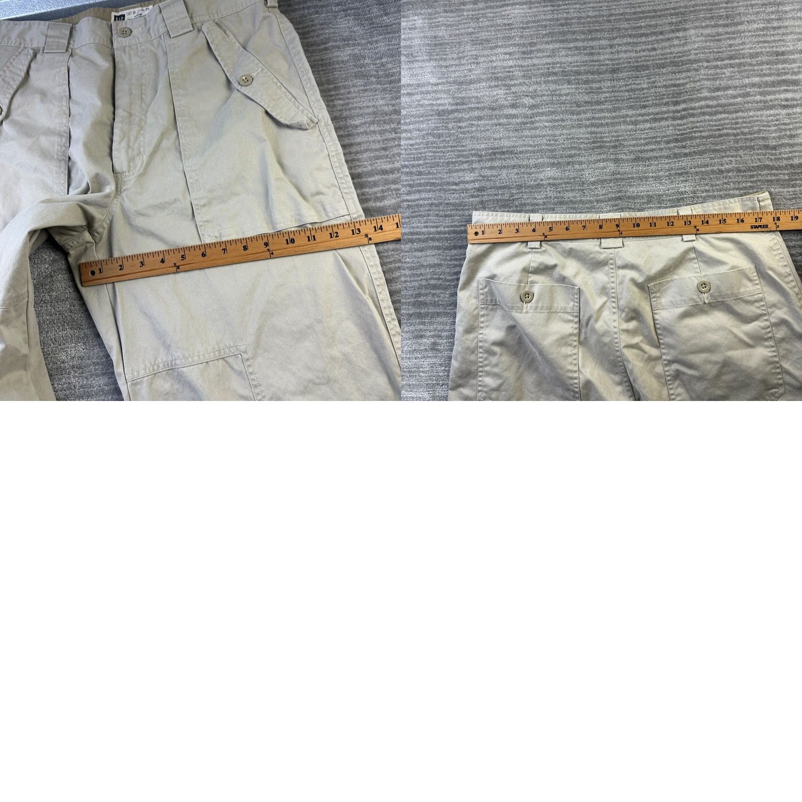 Gap VINTAGE Gap Pants Mens 36x32 Beige Tan Paratrooper Cargo Pants Canvas Cotton Straight Loose 5-Pocket Army Bagladesh 90s Mens Size US 36 / EU 52 - 8 Thumbnail