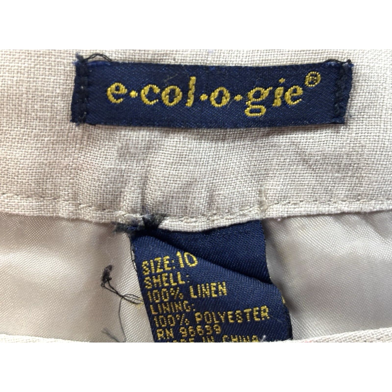 Vintage Ecologie Linen Culotte Pants Women’s Sz 10 Beige Wide Leg Lined 30x18 Coastal Size 32" / US 10 / IT 46 - 5 Thumbnail