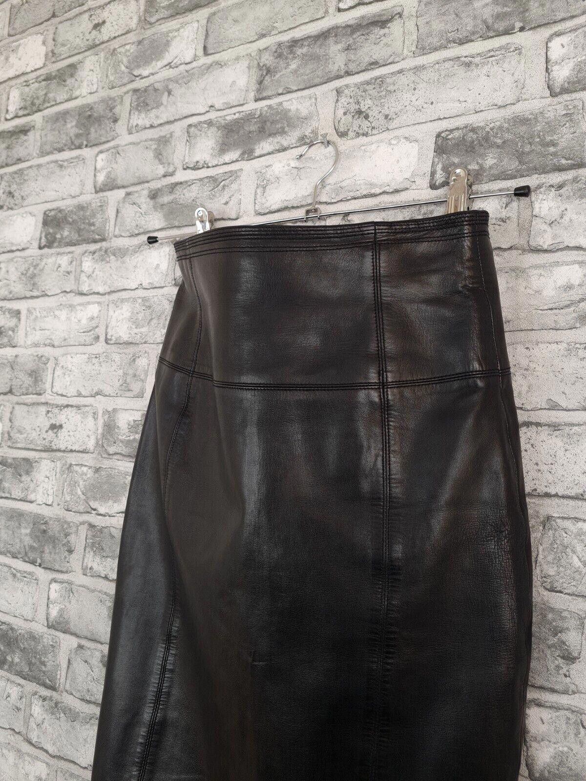 Designer Amanda Wakeley Leather Skirt Size 10 Black Pencil Size 28" / US 6 / IT 42 - 3 Thumbnail