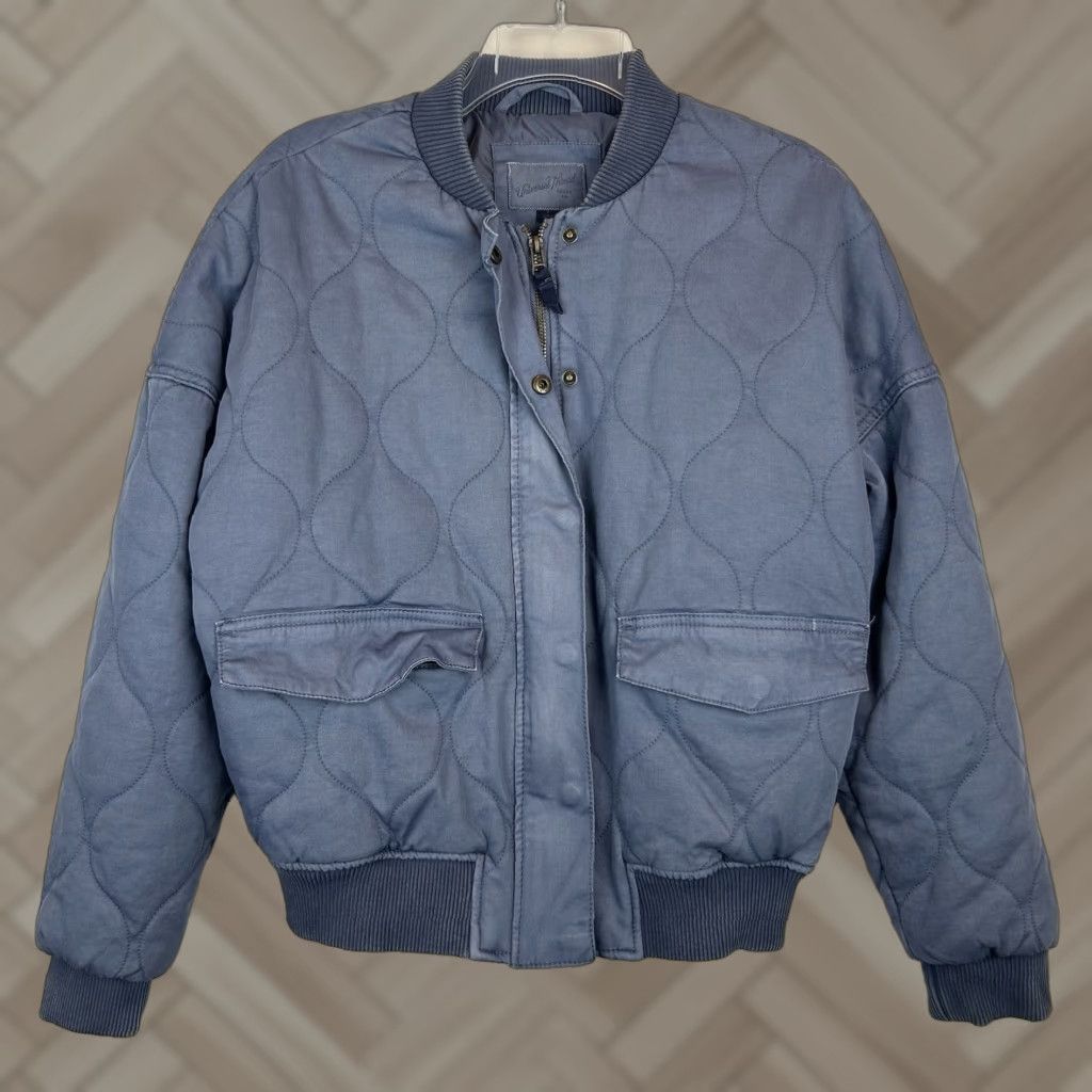 Vintage Universal Thread Quilted Jacket Women S Blue Snap Front Ribbed Collar Jacket Size S / US 4 / IT 40 - 1 Thumbnail